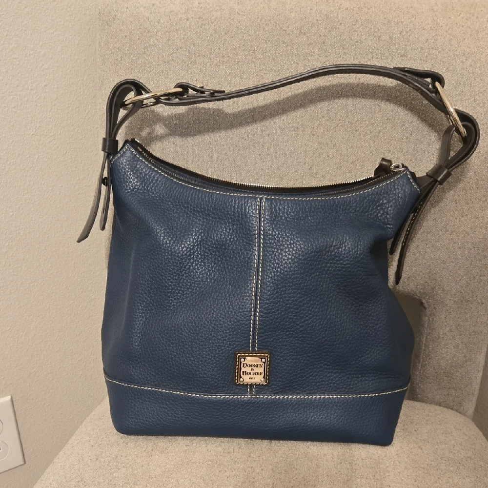 Dooney & Bourke Blue Leather Hobo Bag - Picture 1 of 4